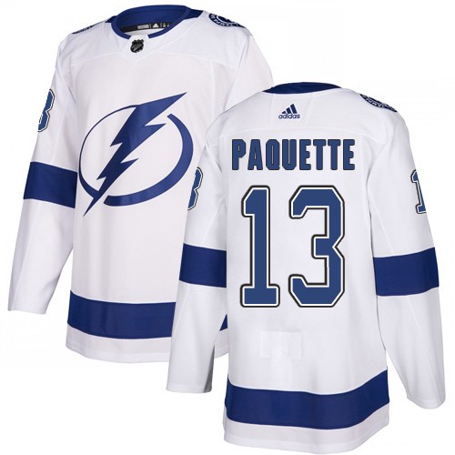 Adidas Tampa Bay Lightning 13 Cedric Paquette White Road Authentic Youth Stitched NHL Jersey